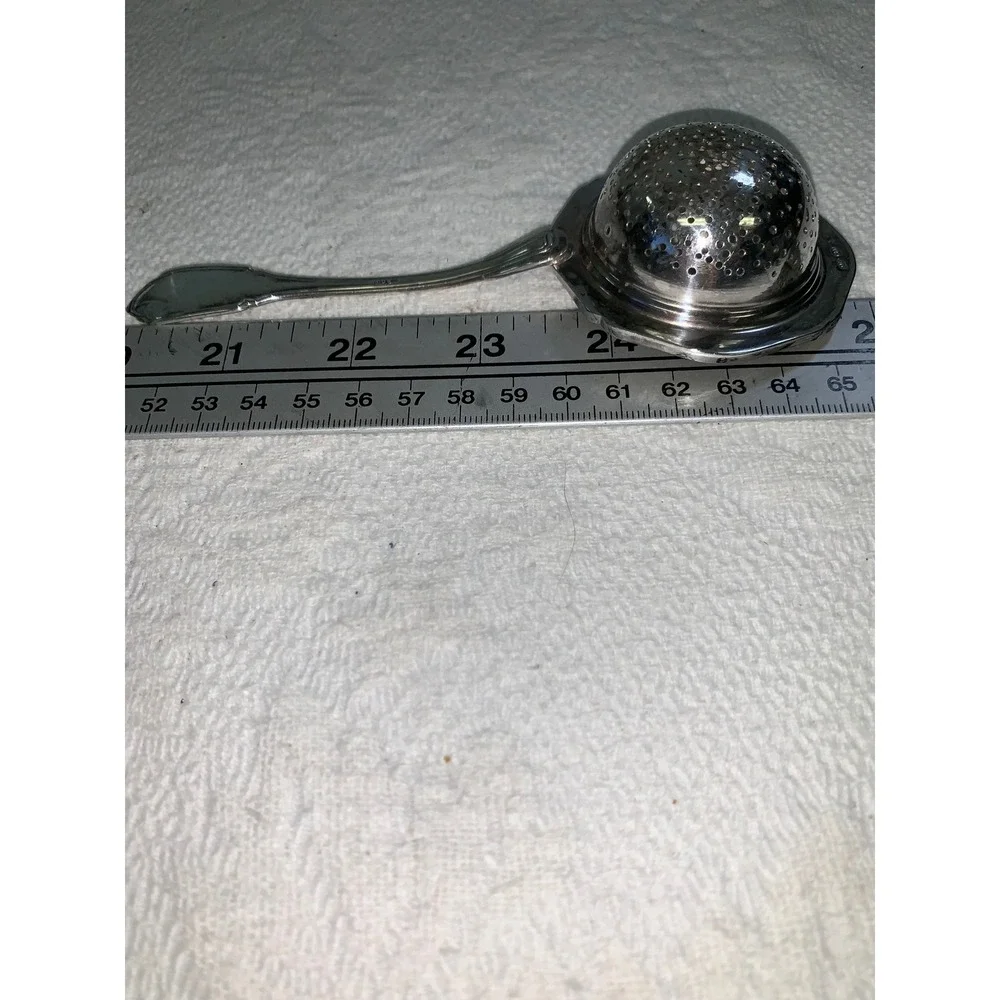 Vintage Italian 800 Silver Tea Strainer Octagonal Cup Infuser Fiddle Handle